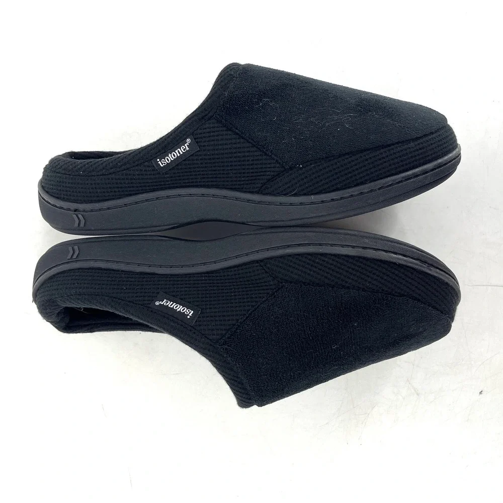 Isotoner New Men's Black Slip On Mule Comfort Slippers Size‎ 11 12 Memory Foam